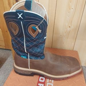 12in Alloy Toe Mocha & Navy mxbaw01 Western Work Boot Men's 13ee $244.95 RETAIL
